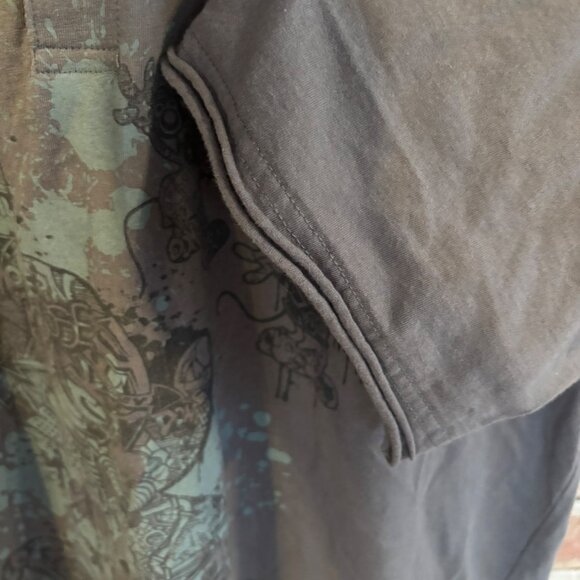 Disneyland Mickey Mouse Graffiti Graphic Polo Shirt Gray Short Sleeve Mens Sz L - Picture 4 of 10